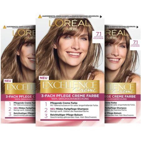 L'Oréal Paris Excellence Cream Permanent Hair Colour 7.1 Medium Ash Blonde 268g