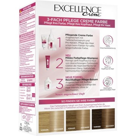 L'Oréal Paris Excellence Cream Permanent Hair Colour 8 Blonde 268g