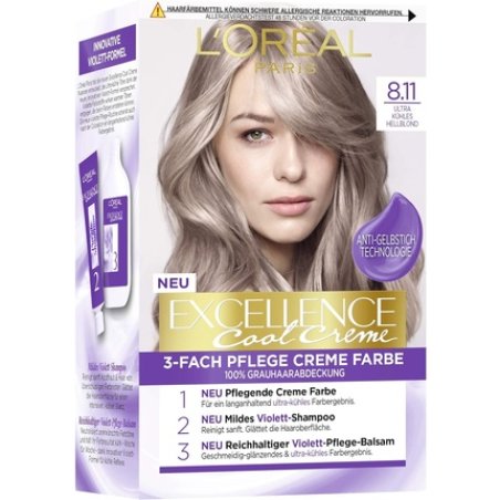 L'Oréal Paris Permanent Hair Colour with Ultra Cool Colour 100% Grey Coverage Set with Colouration Shampoo and
