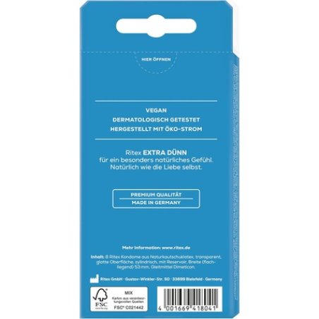 Ritex Extra Thin Condoms - Natural Feeling - for a More Intense Sensation 8 Pieces