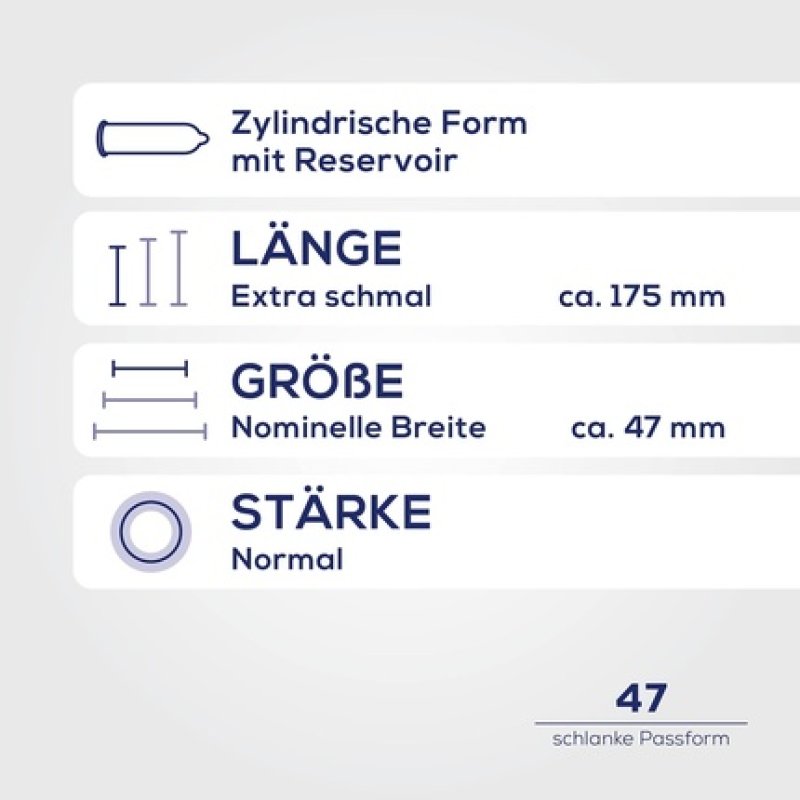 Ritex 47 Condoms Small Condom Secure Feeling with Tighter Fit 8 Pieces