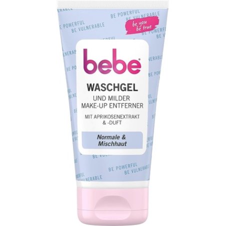 bebe Wash Gel & Mild Eye Make-Up Remover 150ml Fruity Scented Facial Cleansing with Apricot Extract for Normal Skin &