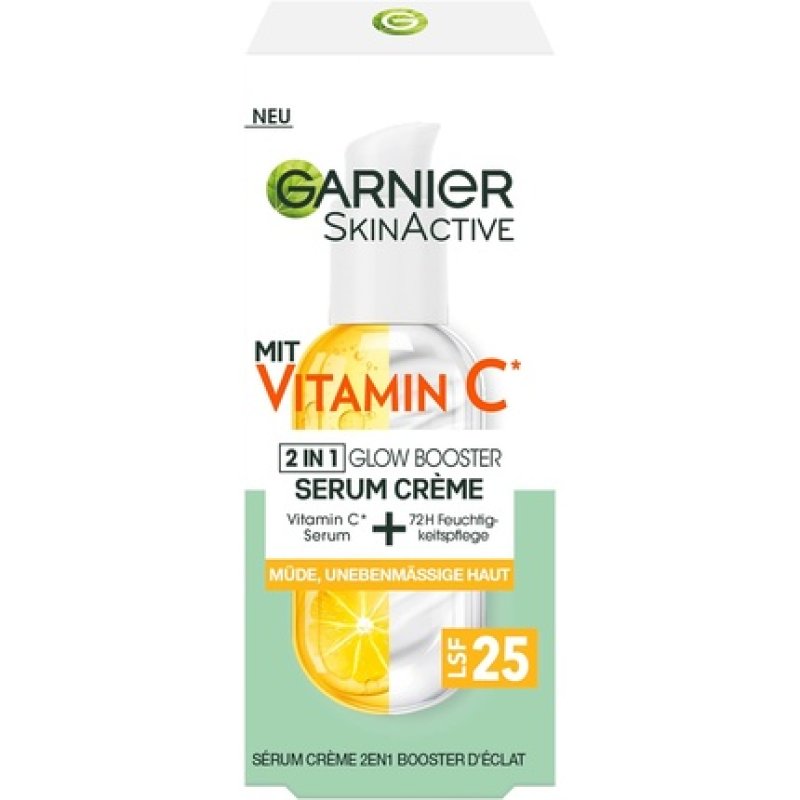 Garnier Serum Cream for Tired Skin and Dark Spots 2-in-1 Day Cream with Vitamin C 50ml