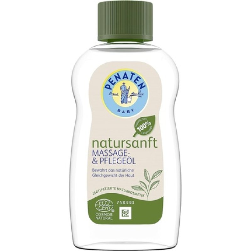 Penaten Natursanft Massage and Care Oil 200ml Perfume-Free Baby Oil and Baby Care Massage Oil with Rapeseed Oil