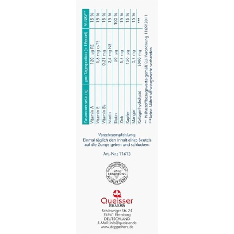 Doppelherz Collagen 3000 Liquid for Skin and Connective Tissue with Vitamin A, Zinc, and Biotin