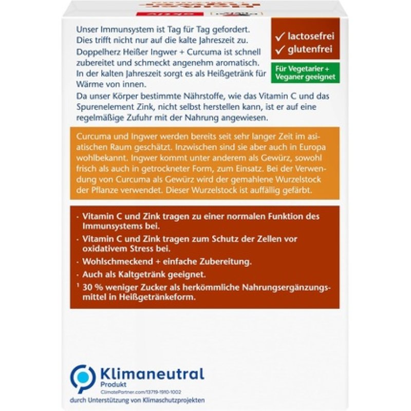 Doppelherz Hot Ginger Turmeric - Vitamin C and Zinc Support Normal Immune Function
