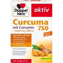 Doppelherz Curcuma 750 with Curcumin Vitamin D3 1000 I.E. - Vitamin D Supports Normal Immune System Function 30