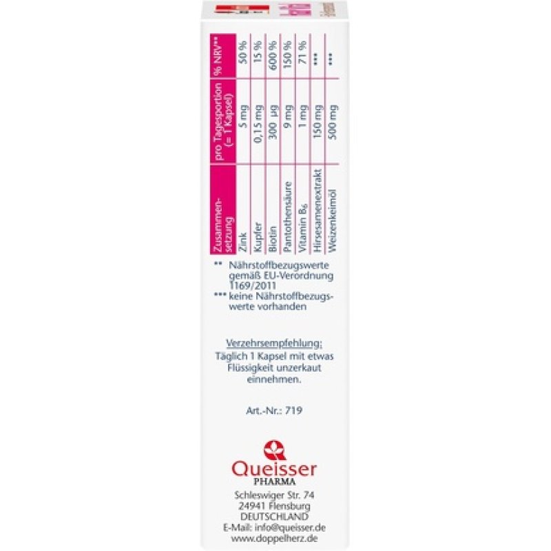 Doppelherz Hair Vital Zinc Millet Seed Extract with Biotin for Hair Maintenance - Copper Supports Hair Color