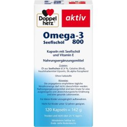 Doppelherz Omega-3 Fish Oil 800 with EPA and DHA and Vitamin B1 for Normal Heart Function 120 Capsules