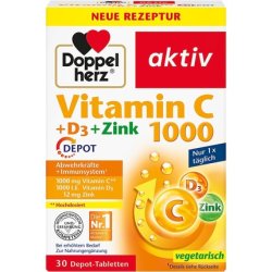 Doppelherz Vitamin C 1000 D3 Zinc High Dose Immune Support 30 Depot Tablets