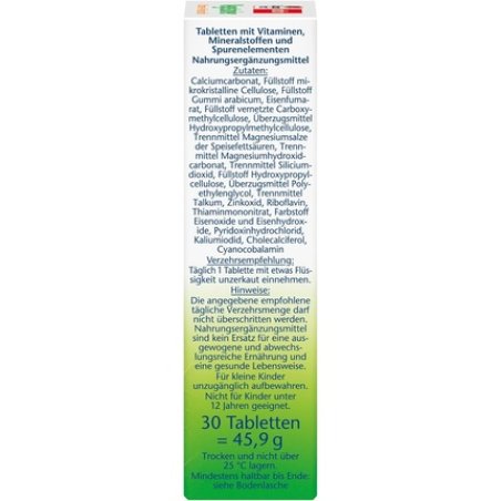 Doppelherz Vegetarian Vitamins Minerals - Balanced Nutrients for Vegetarians and Vegans 30 Vegan Tablets