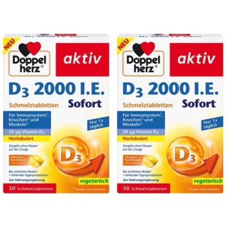 Doppelherz Vitamin D3 2000 IU Tablets Immune System Bones 30 Tablets