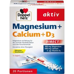Doppelherz Magnesium Calcium D3 DIRECT for Normal Muscle Function and Bone Maintenance 20 Portion Micro-Pellets with