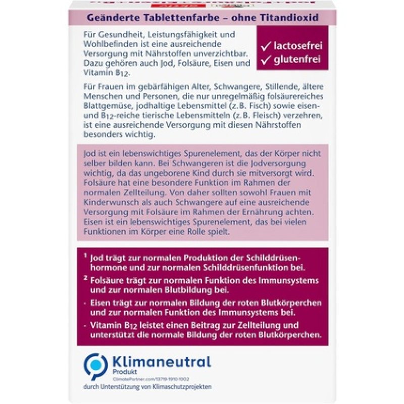 Doppelherz Iodine Folic Acid Iron B12 with Folic Acid for Normal Blood Formation 45 Mini-Tablets