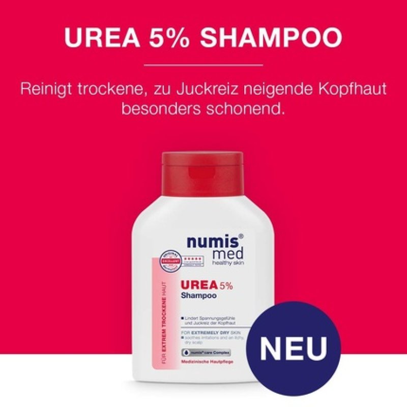 Numis Med Shampoo with 5% Urea Soothing Hair Shampoo for Extremely Dry, Itchy Scalp - Vegan Hair Care Without