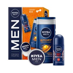 NIVEA MEN Sport Box Gift Set with Moisturizing Care Products - Includes NIVEA MEN Cream, Sport Shower Gel, and Dry