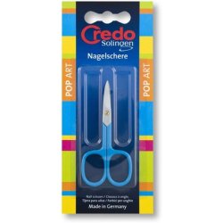 CREDO Nail Scissors 8cm Pop Art Curved Matt Chrome Blue