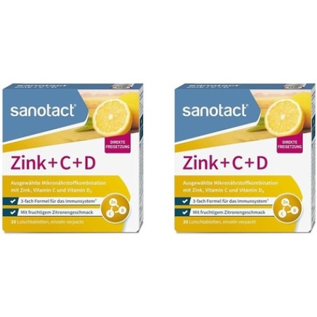 Sanotact Zinc C D High-Dose Zinc Lozenges with Vitamin C 20 Tablets
