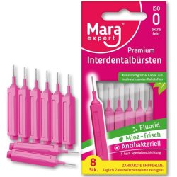 Interdental Brush Pink MARA EXPERT 0.4mm ISO 0 Extra Fine 8 Interdental Brushes Bioplastic Brushes for Interdental