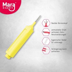 Interdental Brush YELLOW MARA EXPERT 0.7mm ISO 4 Medium Wide 8 Interdental Brushes Bioplastic Brushes for Interdental