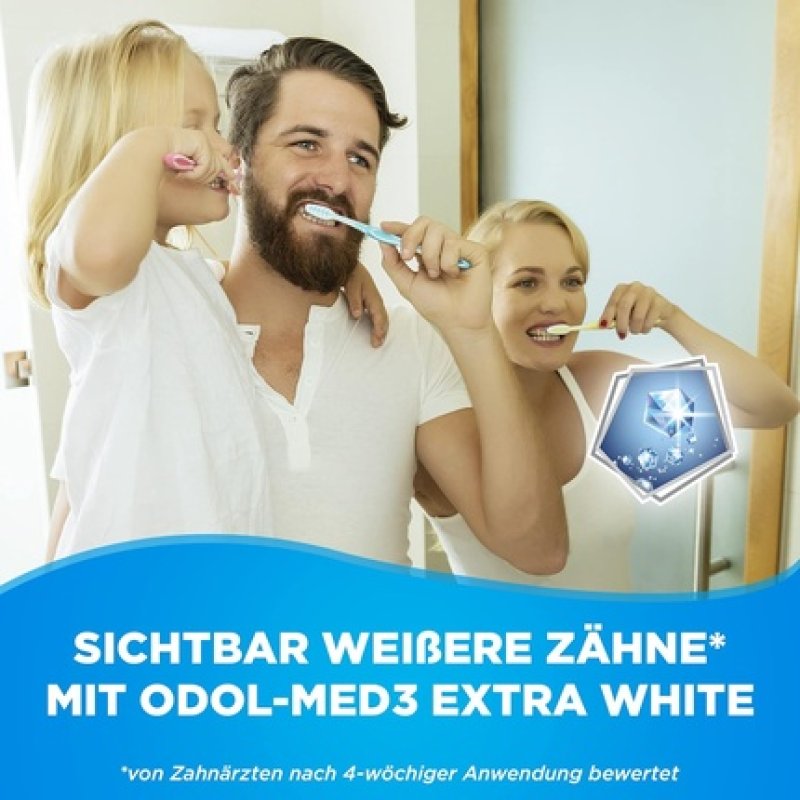 Odol-med3 Extra White Toothpaste 125ml - Toothpaste with Micro-Whitening Particles and Teeth Whitening Protection