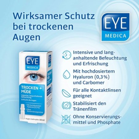 EyeMedica Dry Tired Gel Eye Drops for Intensive and Long-lasting Moisturization and Refreshment of the Eyes with 0.3%