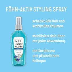 Guhl Hair Dryer Active Styling Spray 150ml - Long-Term Volume Series - Fine, Weak or Flat Hair - Dermatologically Tested