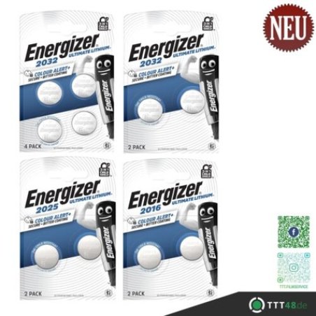 Energizer Ultimate Lithium 3V Button Cell Batteries - CR2032, CR2025, CR2016
