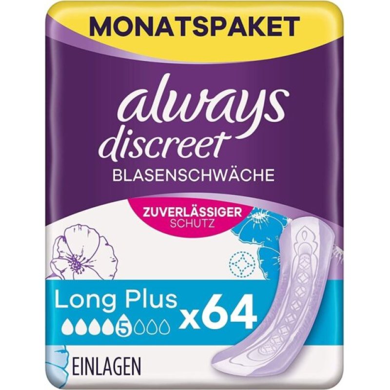 Always Discreet Incontinence Pads Women Long Plus Absorbency 5 64 Sanitary Towels 16 Count Extra Secure Bladder Leak