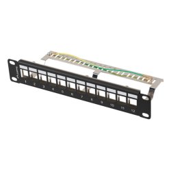 PATCH PANEL LANBERG 12 PUERTOS 1U RACK 10 FTP PARA MODULOS KEYSTONE NEGRO