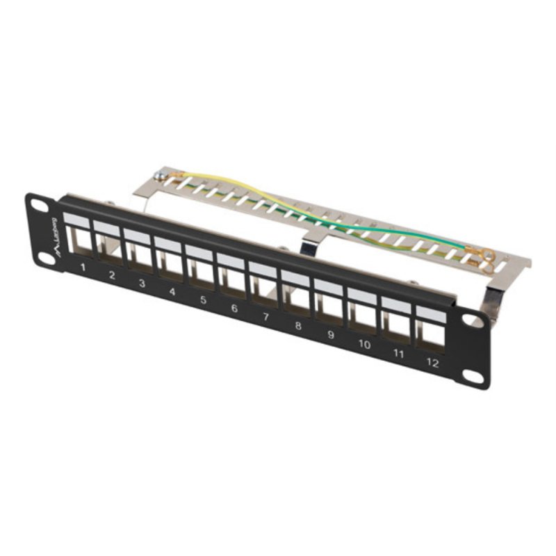 PATCH PANEL LANBERG 12 PUERTOS 1U RACK 10 FTP PARA MODULOS KEYSTONE NEGRO