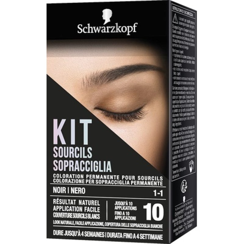Schwarzkopf Eyebrow Color Set Permanent Color for Eyebrows Shade 1-1 Black