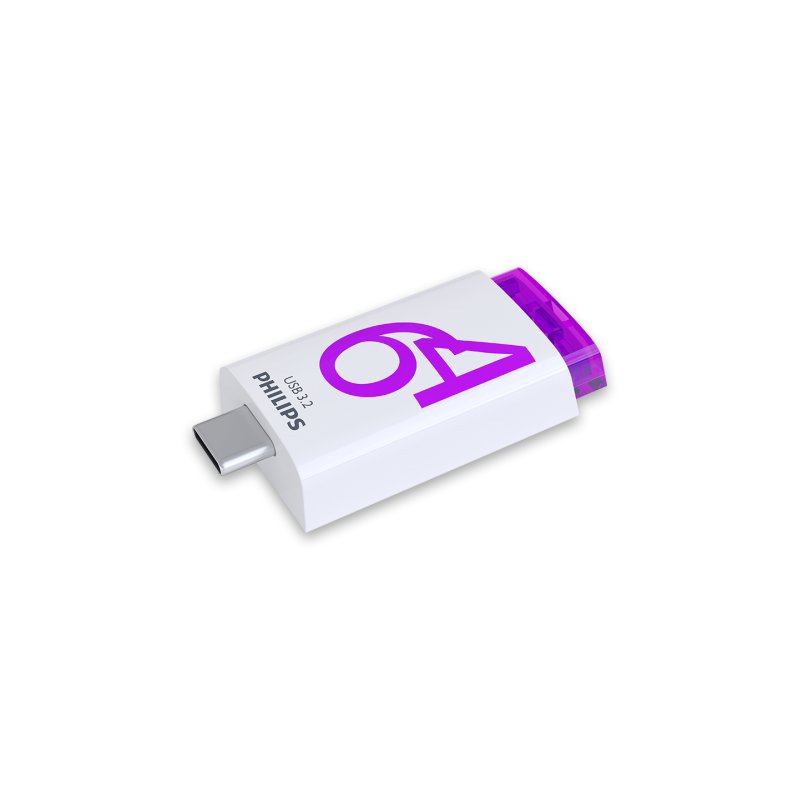 Philips Click lecteur USB flash 64 Go USB Type-C 3.2 Gen 1 (3.1 Gen 1) Violet, Blanc
