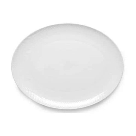 Lyngby Porcelæn - Rhombe White Oval Serving Dish 42x32 cm