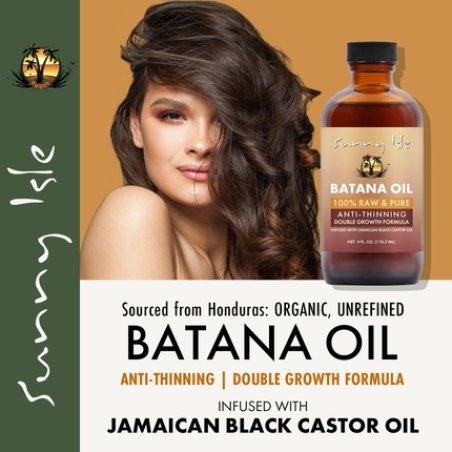 Sunny Isle Batana Oil Infused with Jamaican Black Castor Oil 4oz - Anti-Thinning