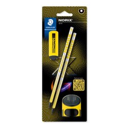 Staedtler - NORIX Pencil Set, 2 pencils, eraser and sharpener - Yellow (181 SBK2-1)