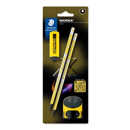 Staedtler - NORIX Pencil Set, 2 pencils, eraser and sharpener - Yellow (181 SBK2-1)