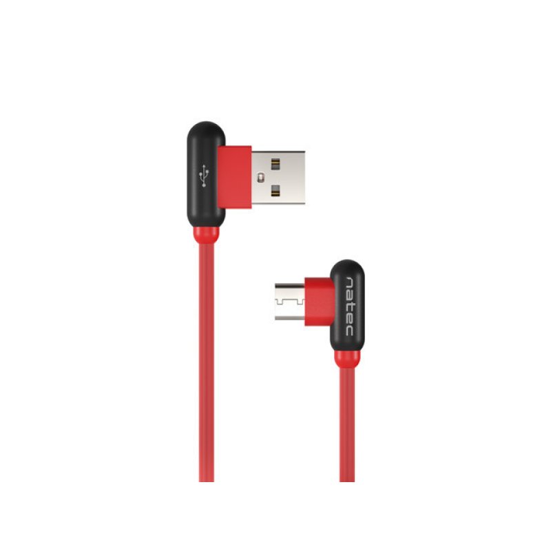 CABLE NATEC USB-C MACHO A USB-A 2.0 MACHO 1M CONECTORES EN ANGULO ROJO EN CAJA