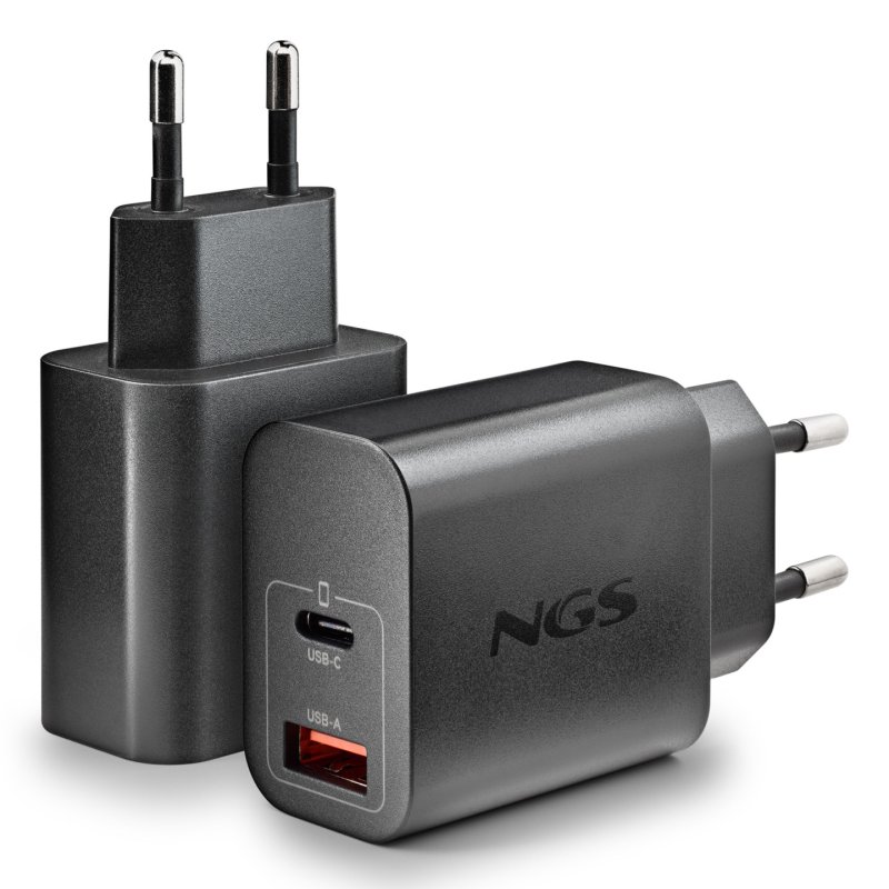 Chargeur secteur NGS Era 1x USB-C 1x USB-A 20W (Noir)