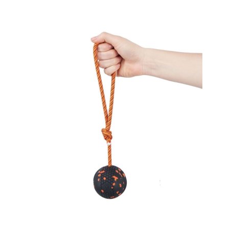Non-Stop - Ball with rope - Orange/black - 6cm
