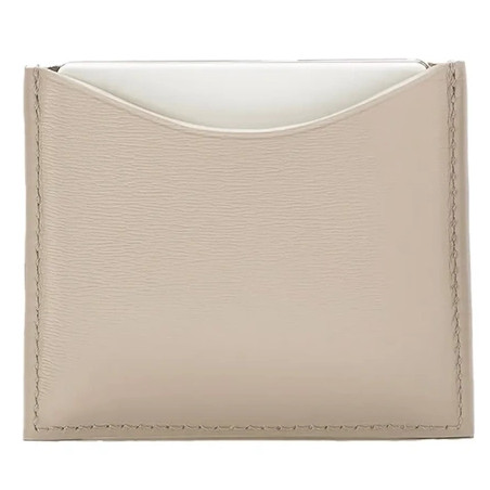 La Bouche Rouge Beige Leather Compact Case