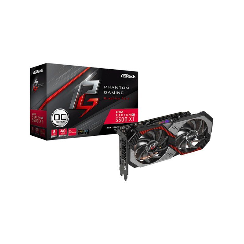 ASRock Radeon RX 5500 XT Phantom Gaming D 8G OC - Grafikkarten - Radeon RX 5500 XT - 8 GB
