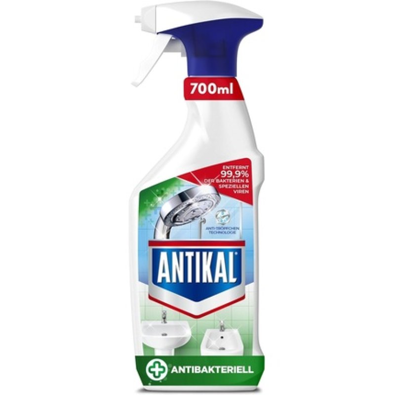 Antikal Limescale Cleaner Spray 700ml Antibacterial Against Dirt and Bacteria with Anti-Drip Technology Hygienic
