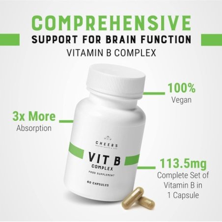 Cheers Vitamin B Complex Supplement 113.5mg Complete B Vitamins with B1 and B2
