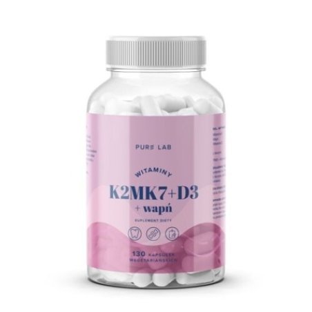 Pure Lab Vitamins K2 MK7 D3 Calcium 130 Capsules
