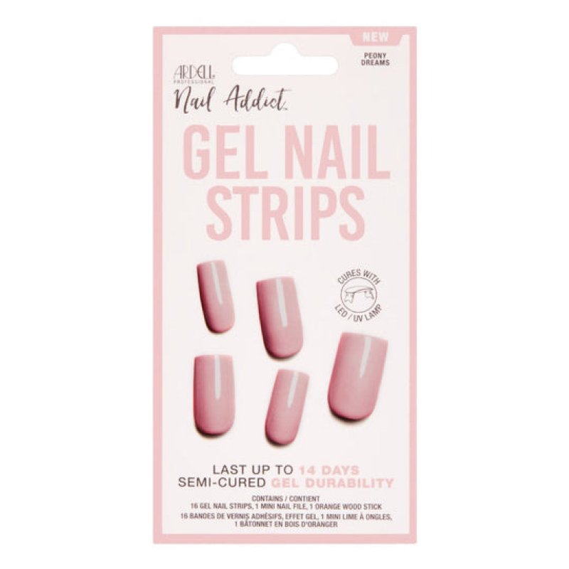 Ardell Nail Addict Gel Nail Strips Ongles des mains Rose Monochromatique 16 pièce(s)