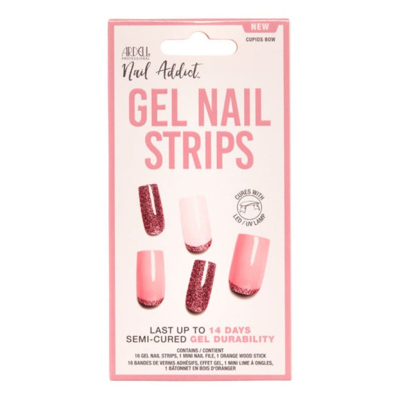 Ardell Nail Addict Gel Nail Strips Ongles des mains Rose, Violet, Blanc Monochromatique 16 pièce(s)