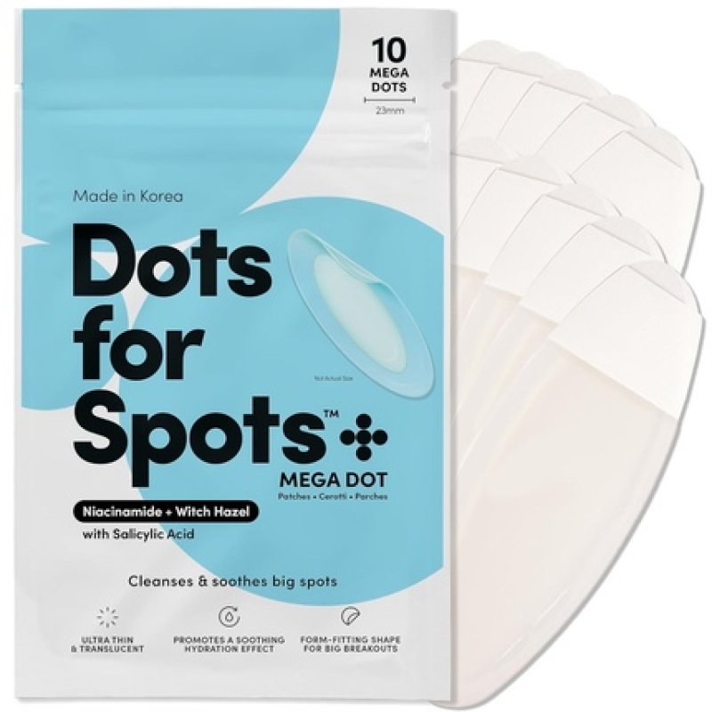 Dots for Spots Mega Dot Anti Pimple Patch 10 Pieces - Pimple Patches for Acne Transparent Hydrocolloid Pimple Patch -