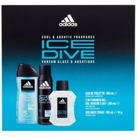 Adidas Ice Dive Gift Set - Eau De Toilette 100 Ml, Deodorant Spray 150 Ml, Shower Gel 250 Ml