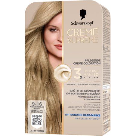 Schwarzkopf Creme Supreme 916 Light Cool Blonde Hair Color